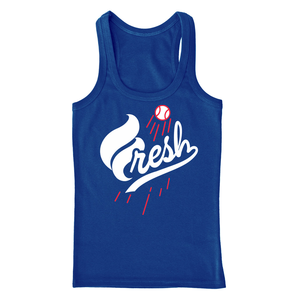Fresh Baseball Womens Racerback Tank Top Dodgers Blue