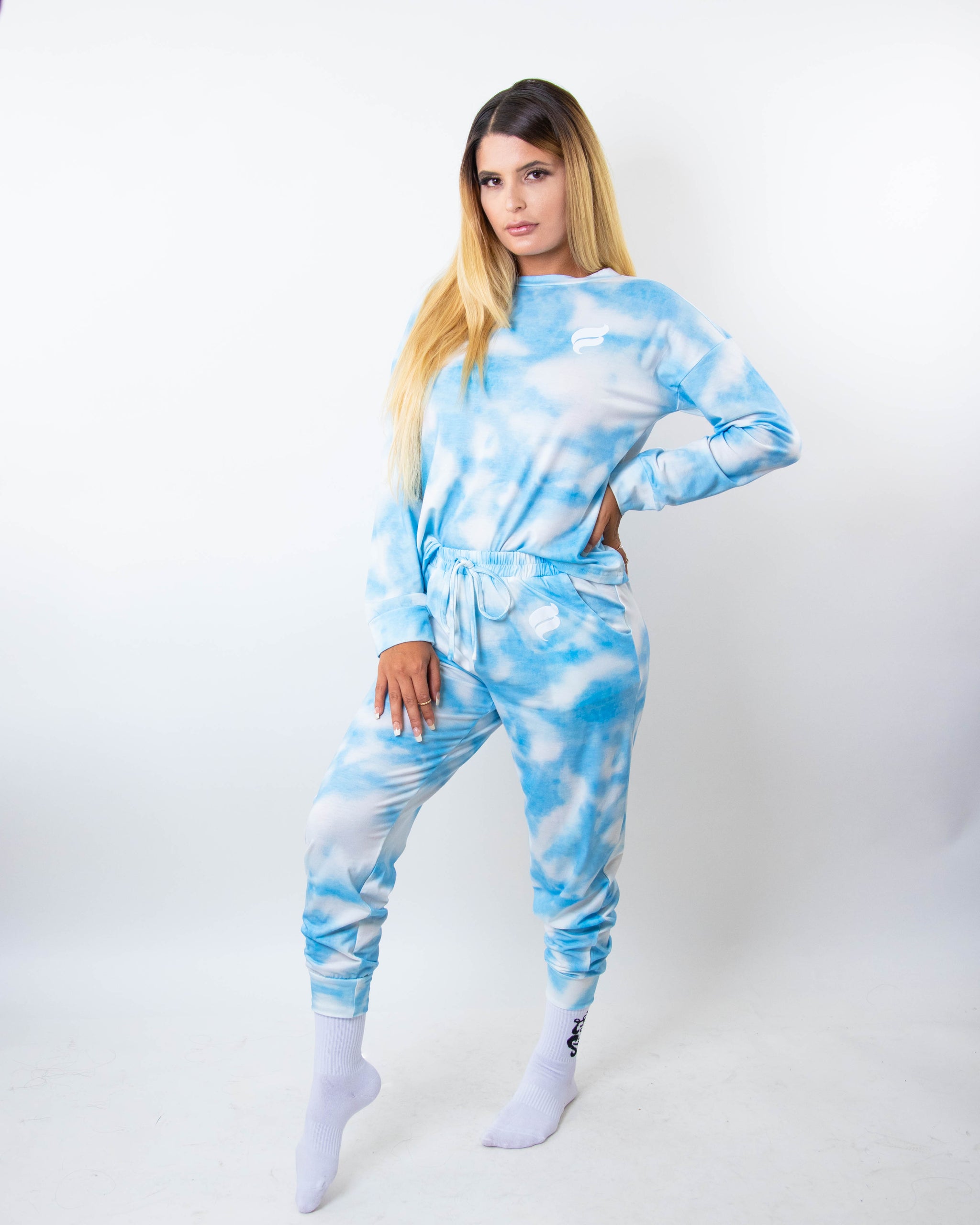 Tie-Dye Two Piece Pants Set | Sky Blue