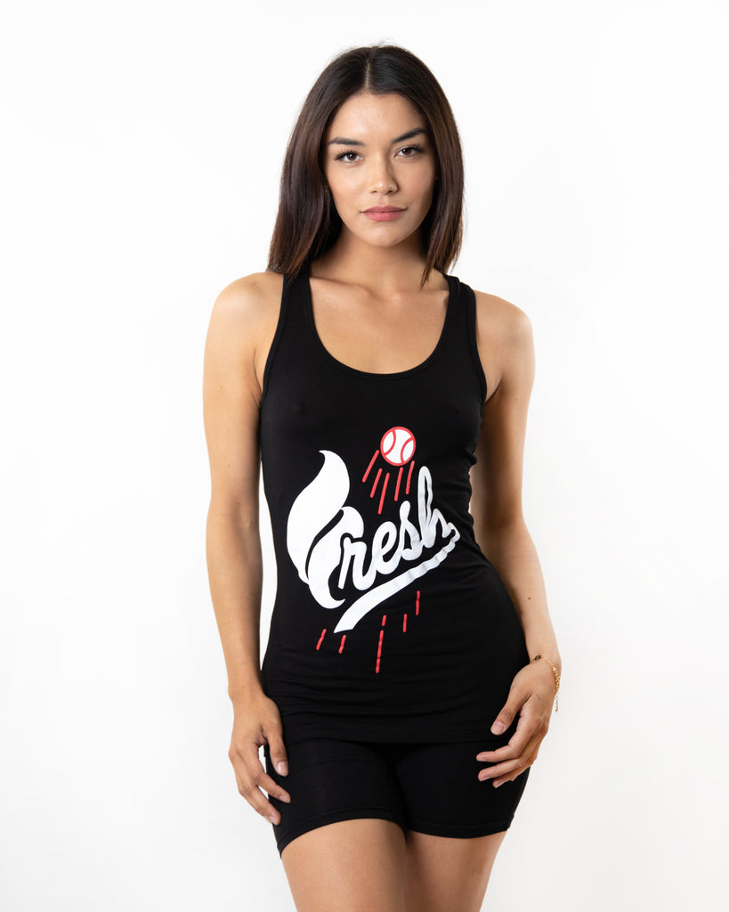 Fresh Baseball Womens Racerback Tank Top Black