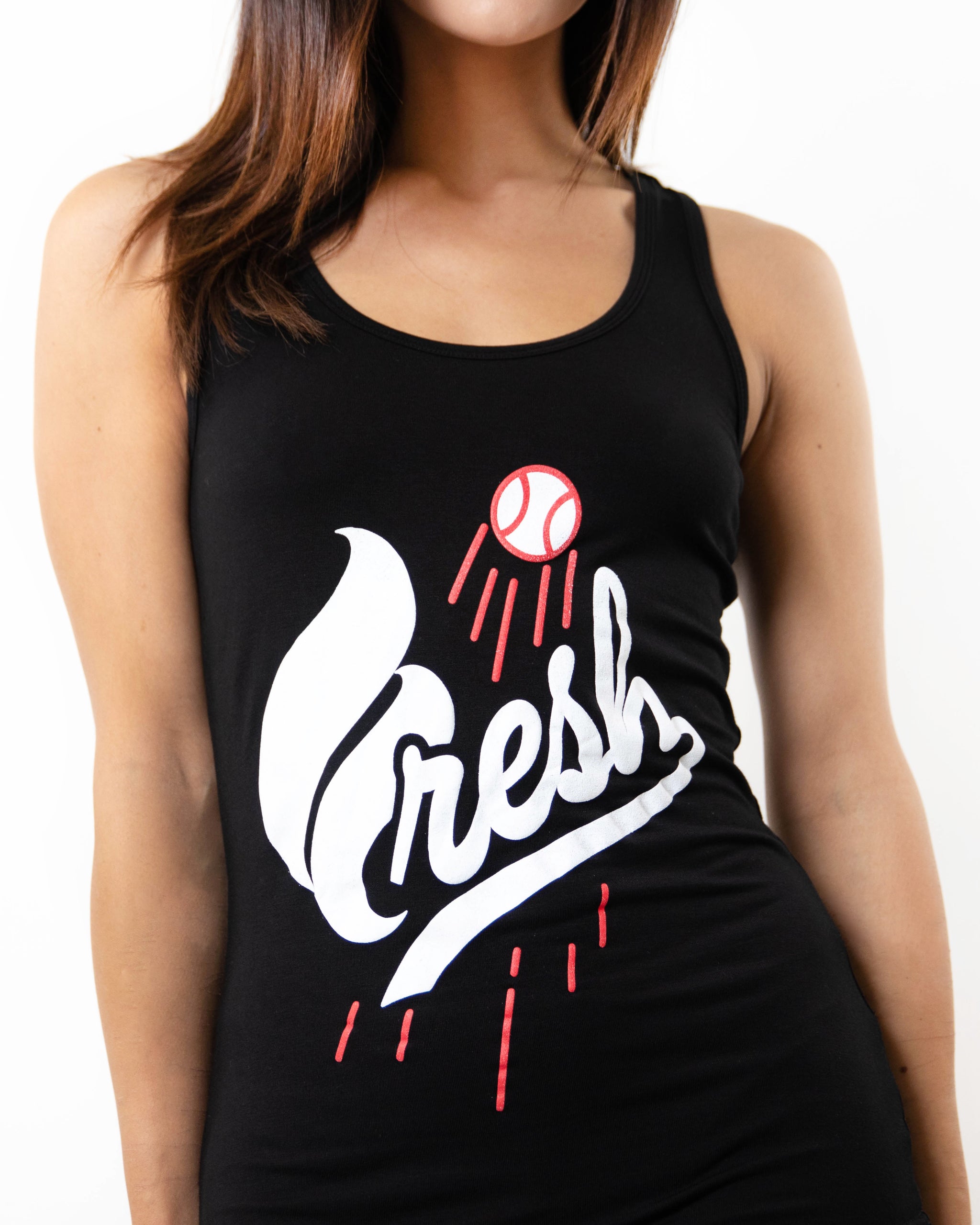 Fresh Baseball Womens Racerback Tank Top Black