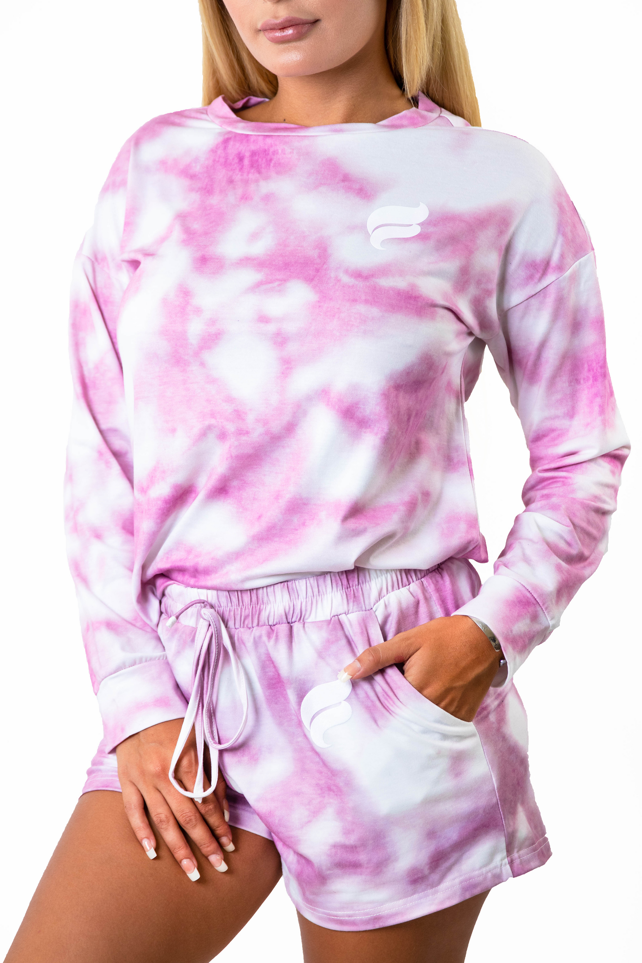 Tie-Dye Two Piece Shorts Set | Dusty Pink